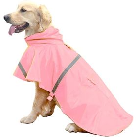 Dog Raincoats for Large Dogs with Reflective Strip Hoodie; Rain Poncho Jacket for Dogs (Color: D4-Pink)