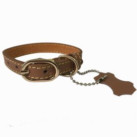 Pet Leather Collar Color Cowhide (Option: Brown-XL)